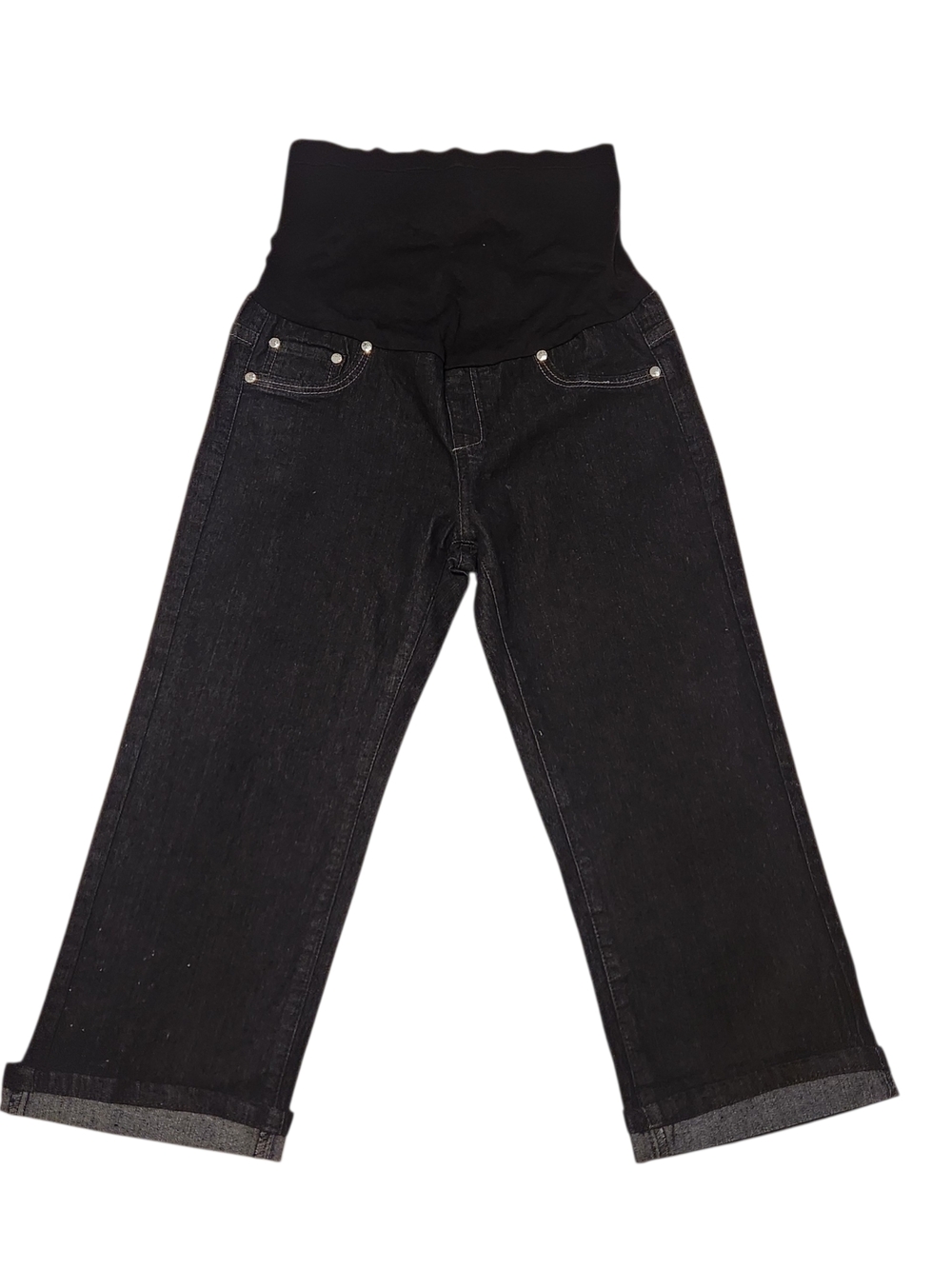 Women's Bella Vida Maternity Pregnancy Black Jean Capris Bling Size M
